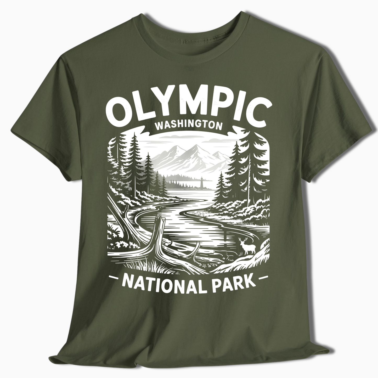 Olympic National Park T-Shirt for Hikers & Campers - Rustic Style - t372a25
