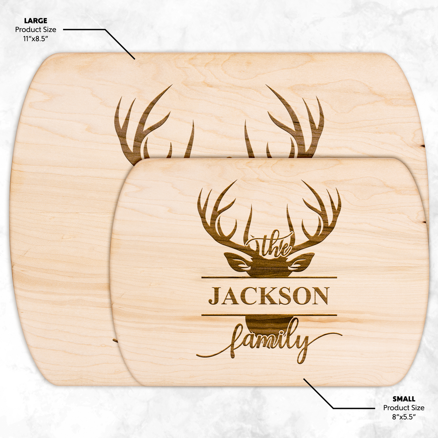 Custom Deer Antler Family Cutting Board for Kitchen or Cabin - t449a25