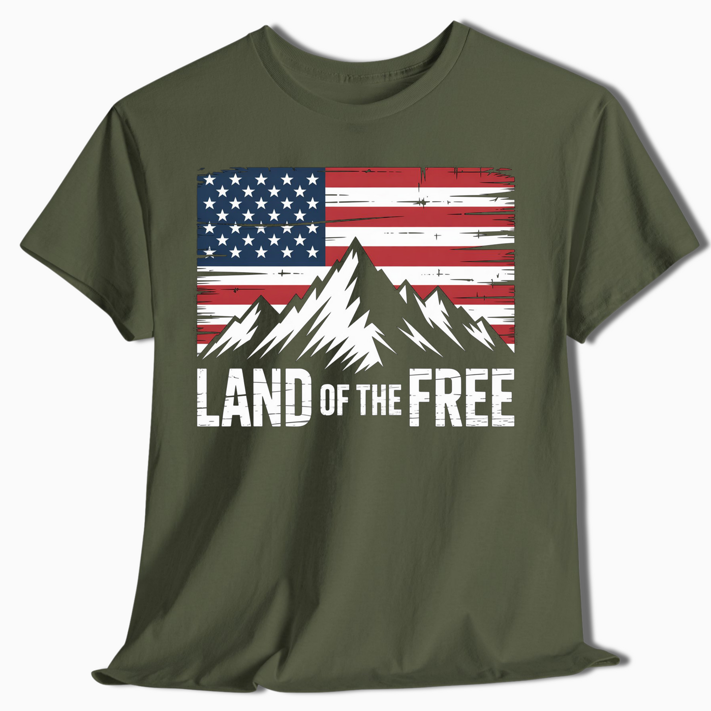 Land of the Free Mountain American Flag T-Shirt - t399a25