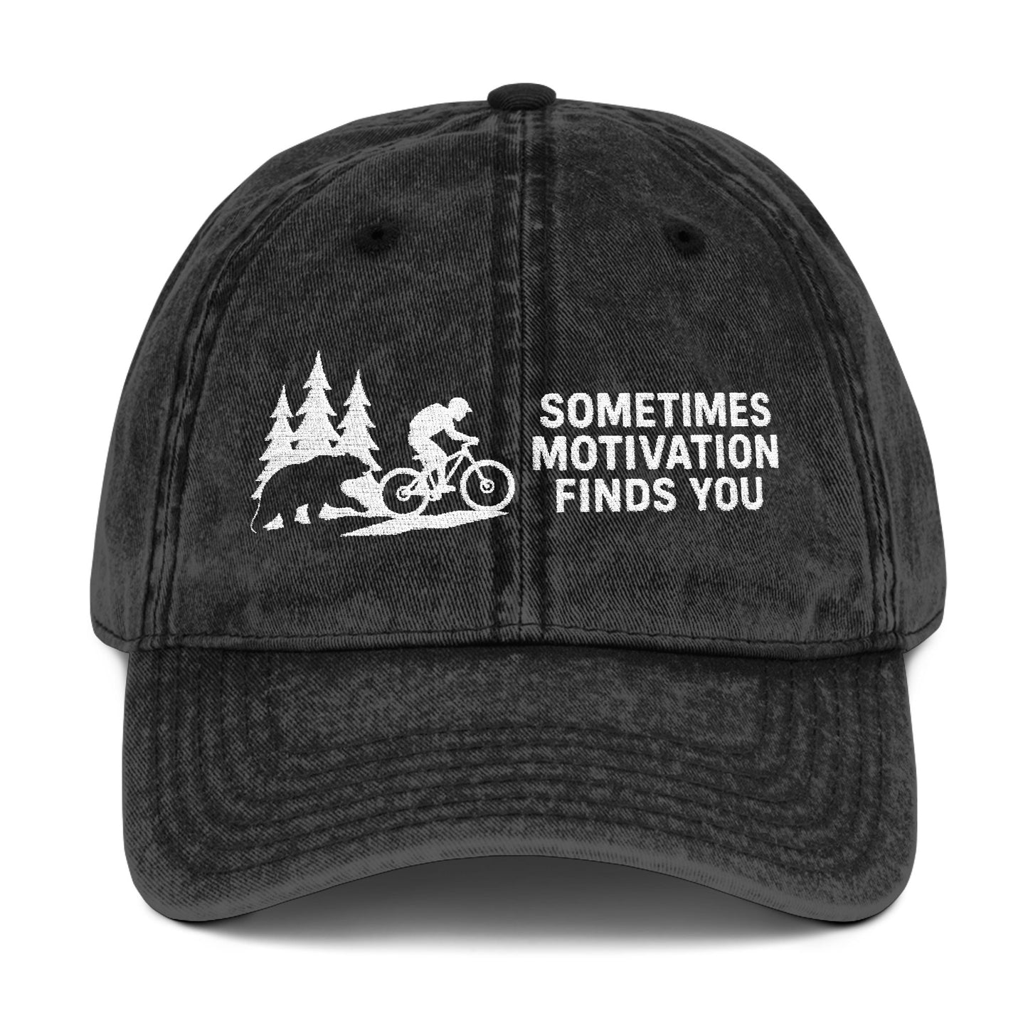 Sometimes Motivation Finds You Mountain Bike Cap - t266a25
