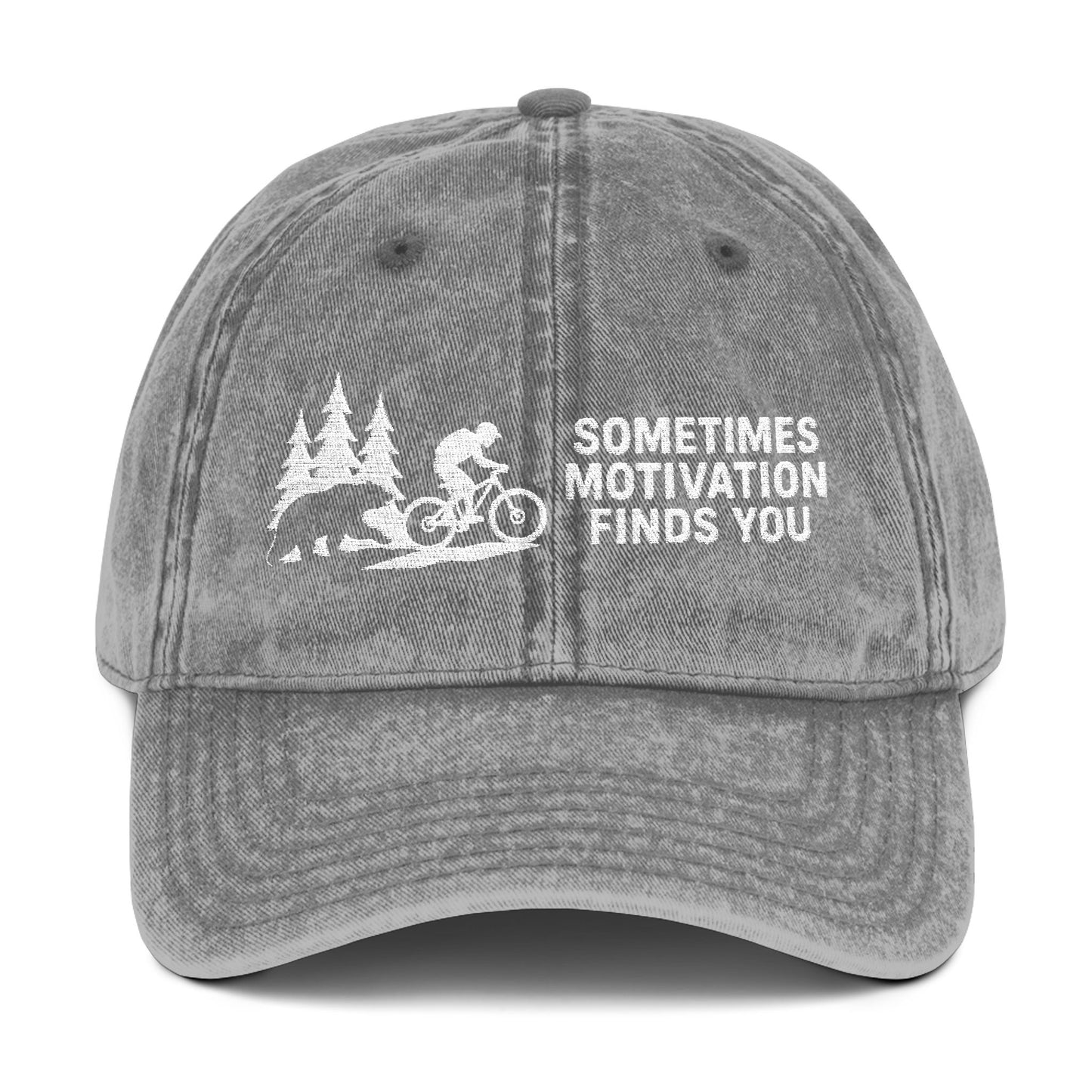 Sometimes Motivation Finds You Mountain Bike Cap - t266a25