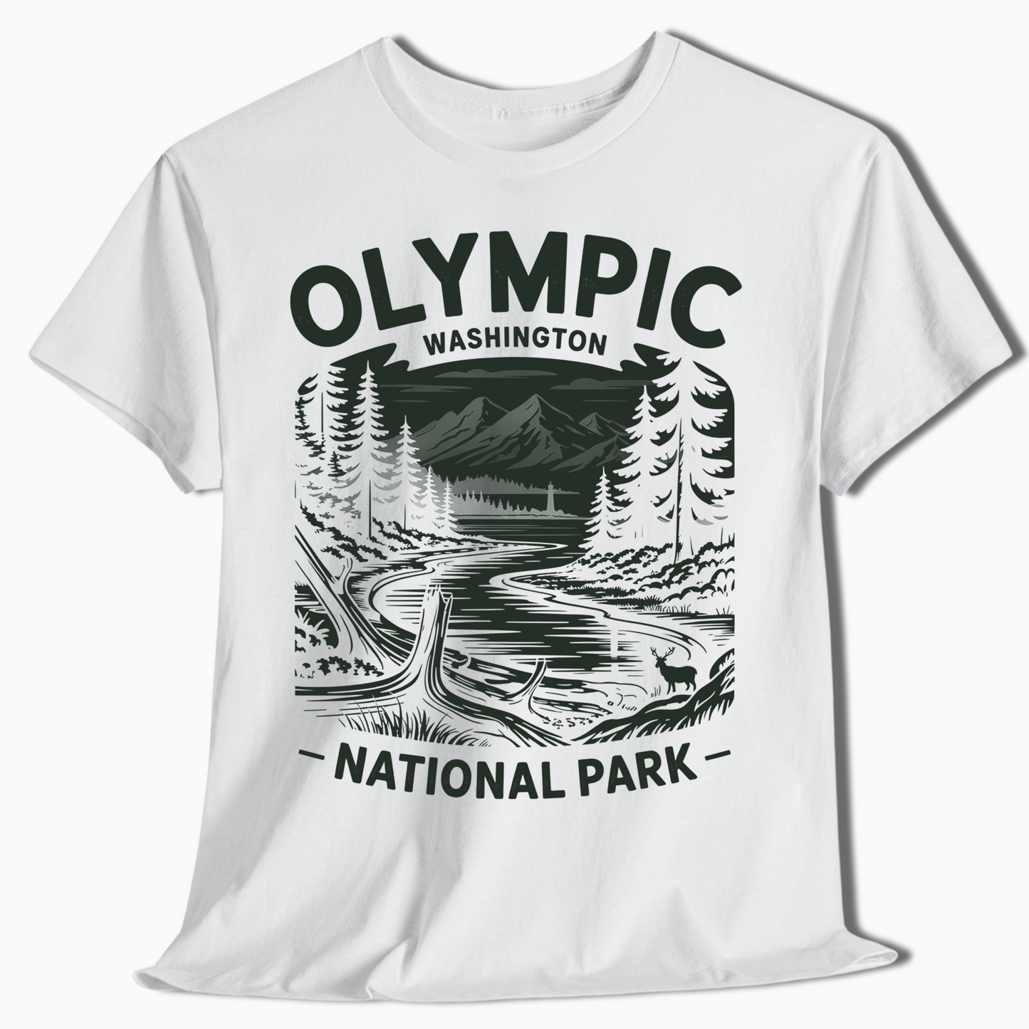 Olympic National Park T-Shirt for Hikers & Campers - Rustic Style - t372a25