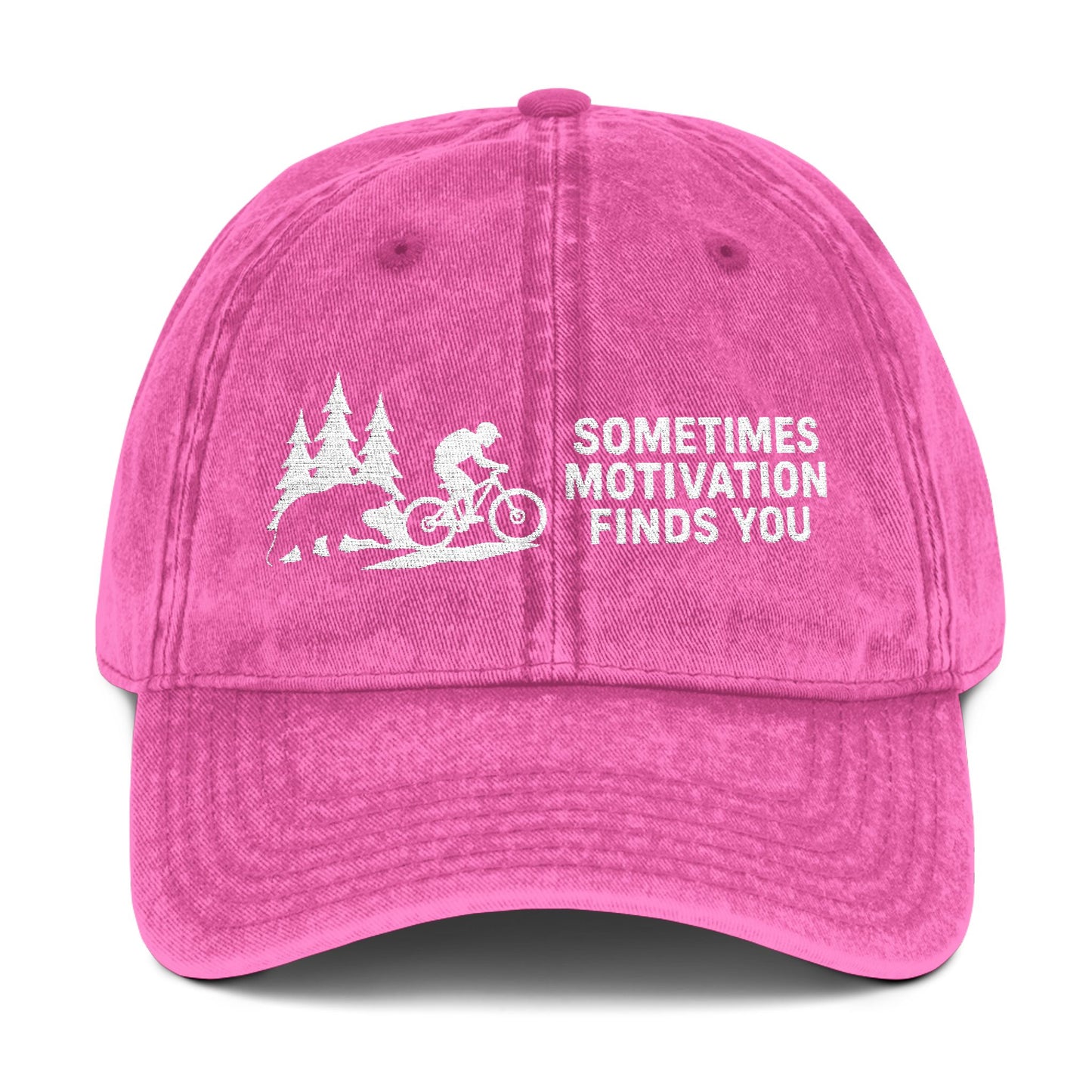 Sometimes Motivation Finds You Mountain Bike Cap - t266a25