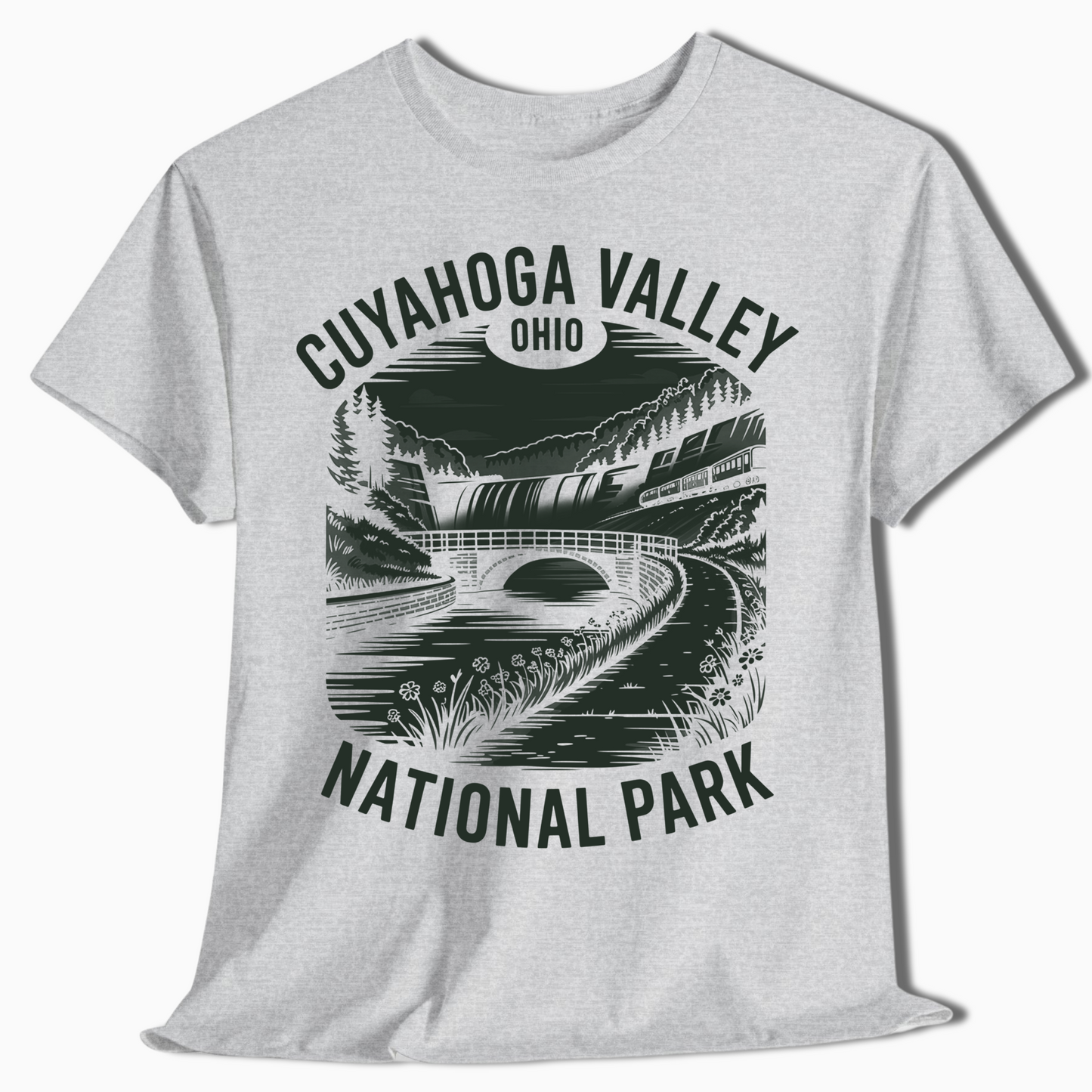 Cuyahoga Valley Train Over Bridge Tee - Scenic Ohio Park Shirt - t362a25