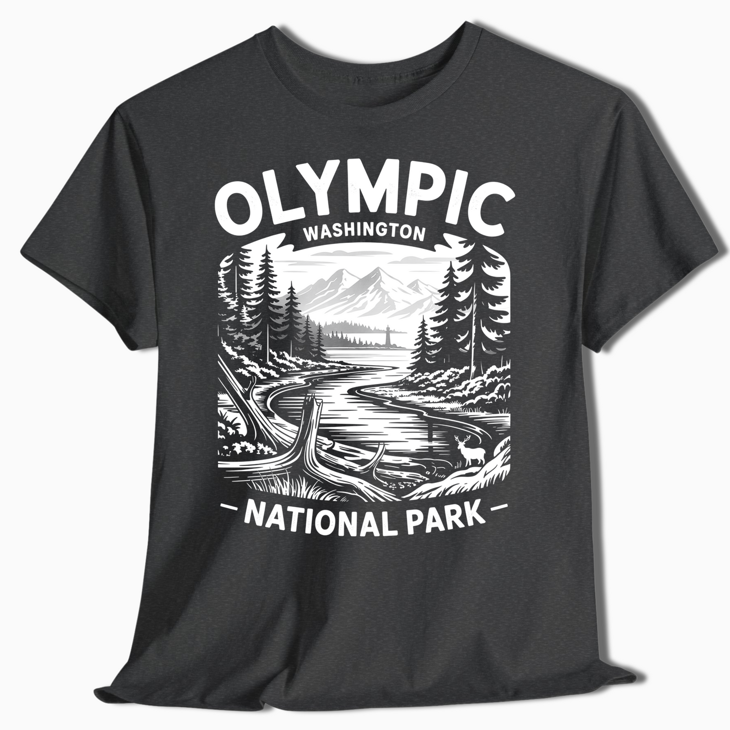Olympic National Park T-Shirt for Hikers & Campers - Rustic Style - t372a25