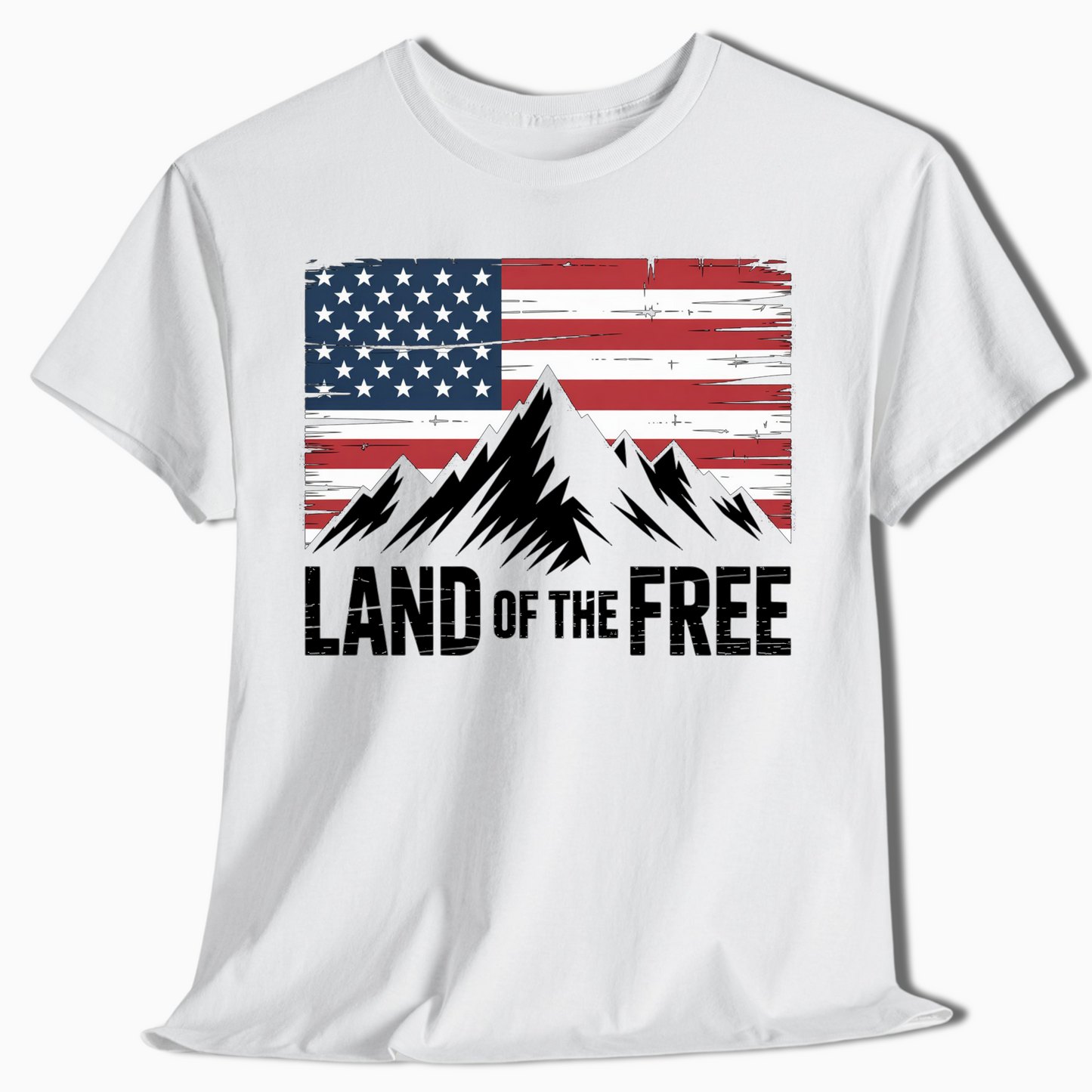 Land of the Free Mountain American Flag T-Shirt - t399a25