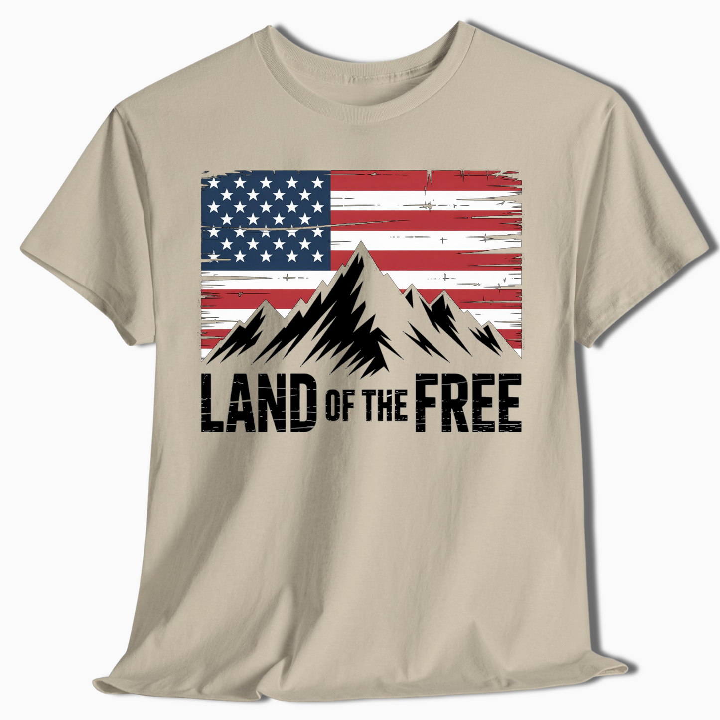 Land of the Free Mountain American Flag T-Shirt - t399a25