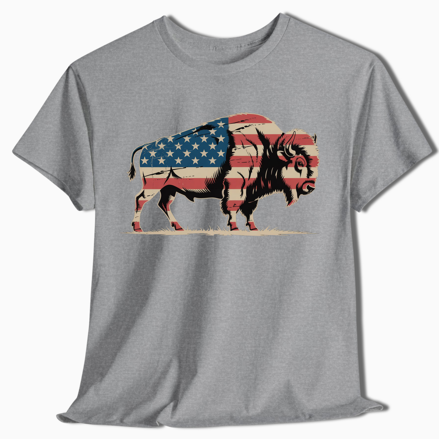 American Flag Bison Patriotic T-Shirt for Outdoor Lovers - t404a25