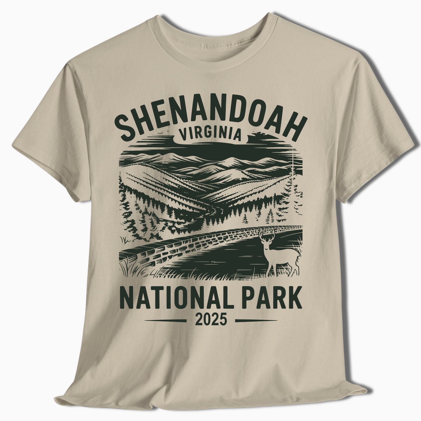 Shenandoah National Park T-Shirt with Deer - Custom 2025 Gift - t345a25