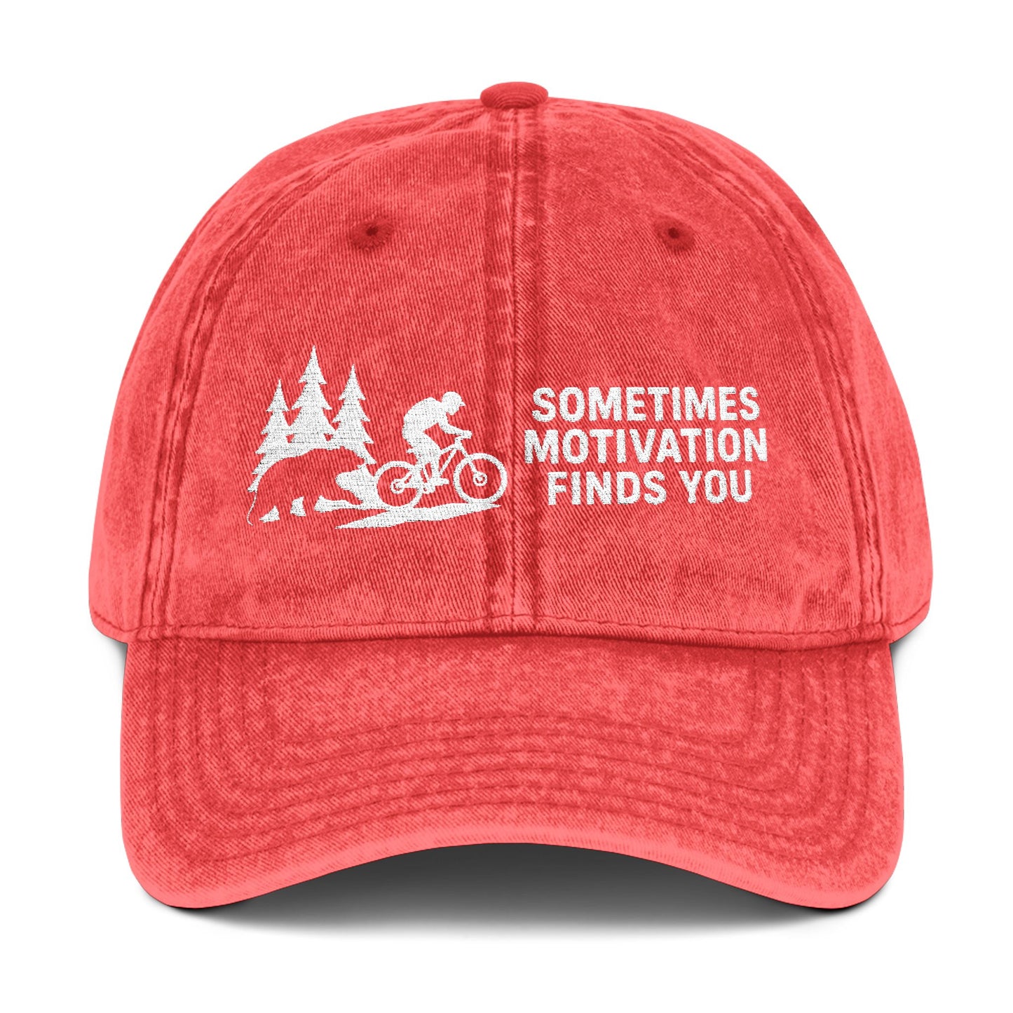 Sometimes Motivation Finds You Mountain Bike Cap - t266a25