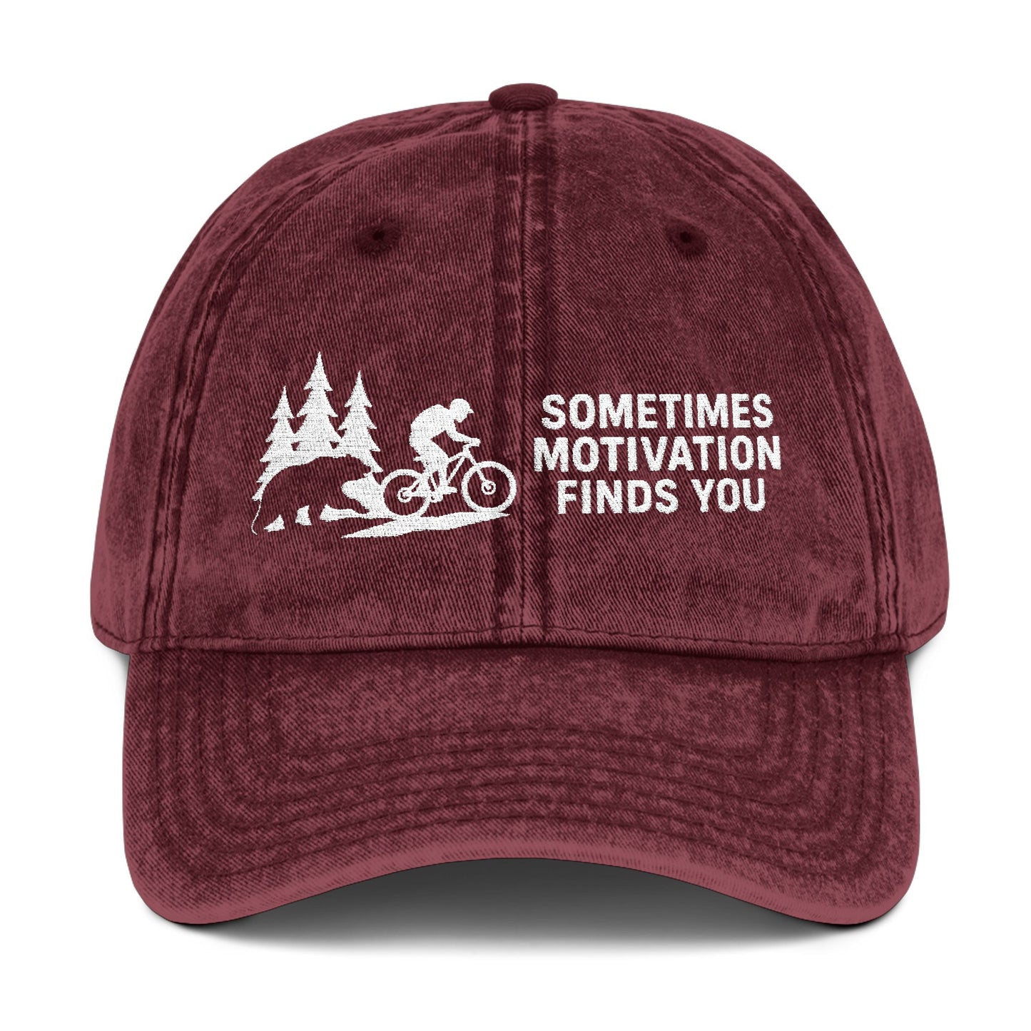 Sometimes Motivation Finds You Mountain Bike Cap - t266a25
