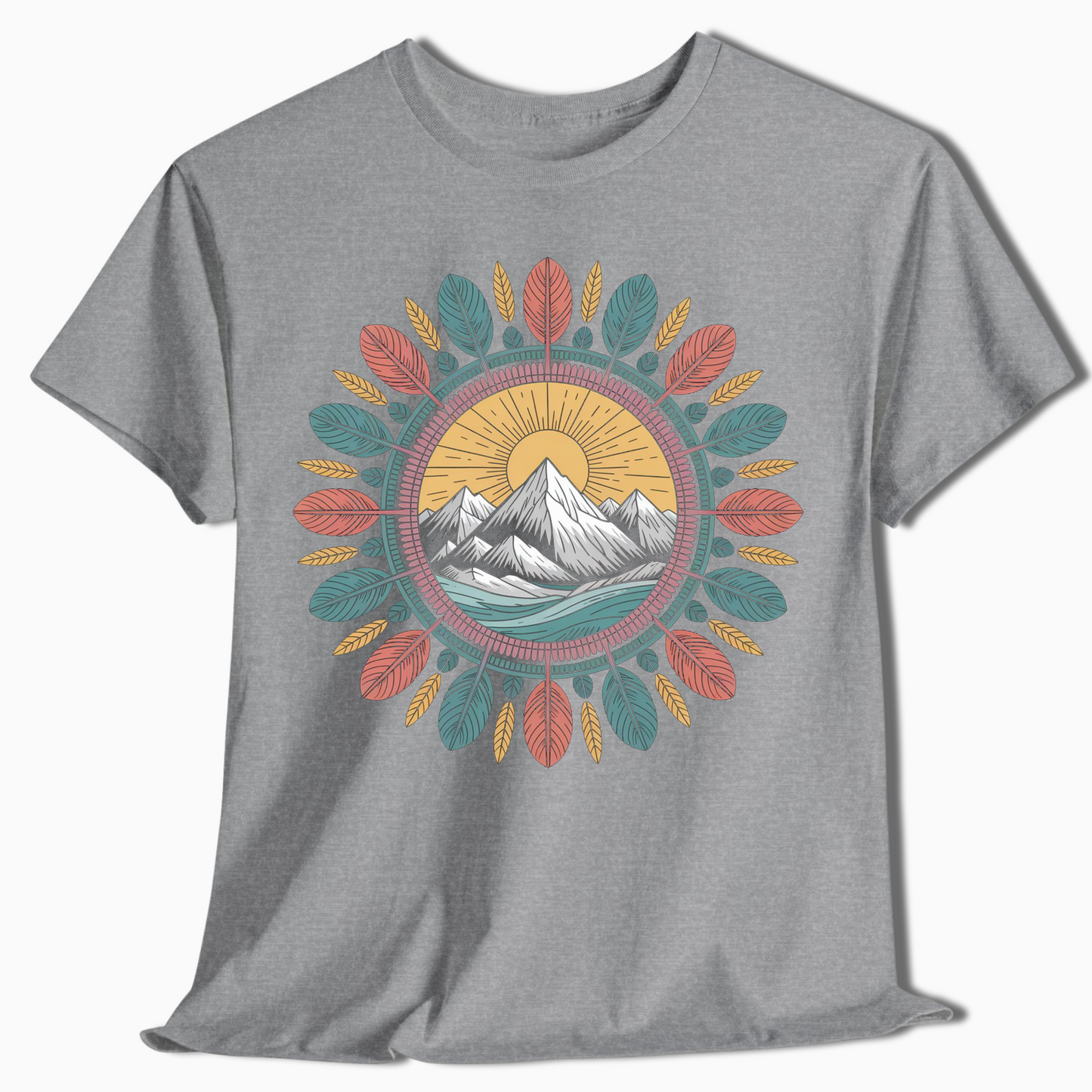 Boho Mountain Mandala Nature T-Shirt - t409a25