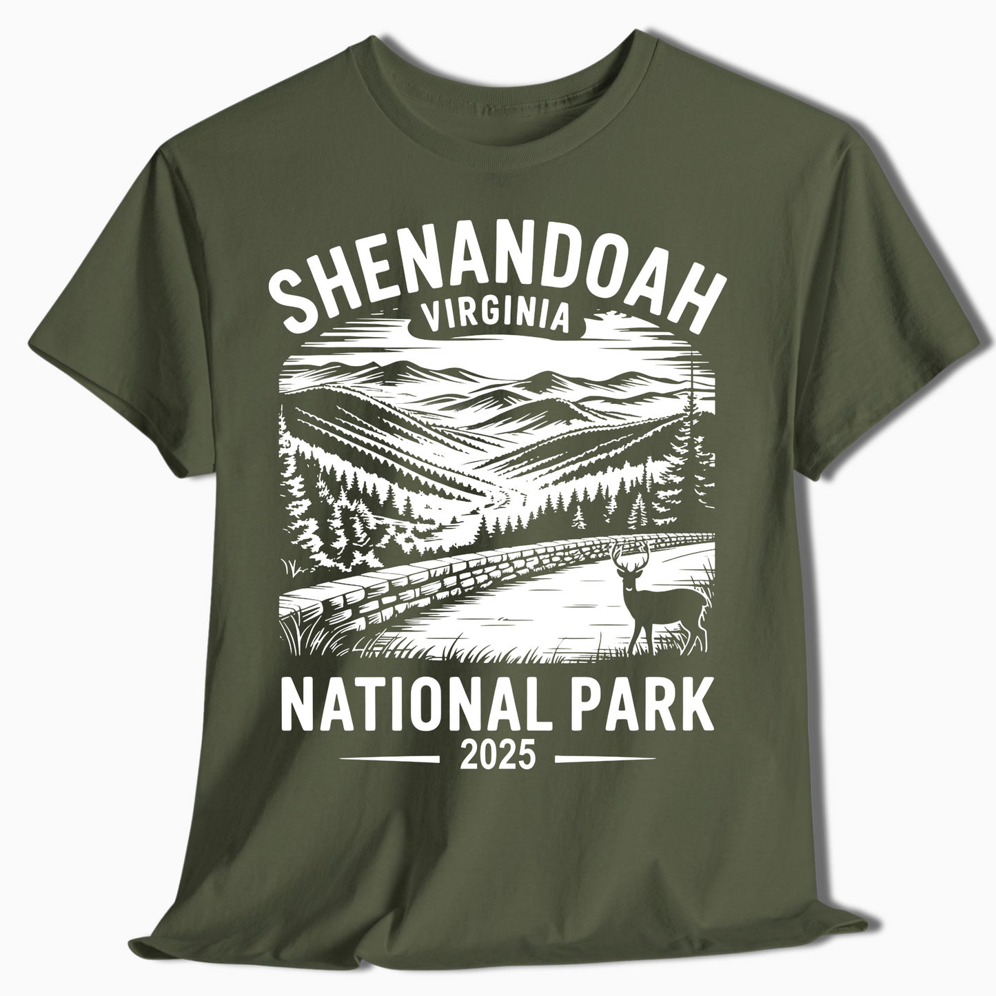 Shenandoah National Park T-Shirt with Deer - Custom 2025 Gift - t345a25