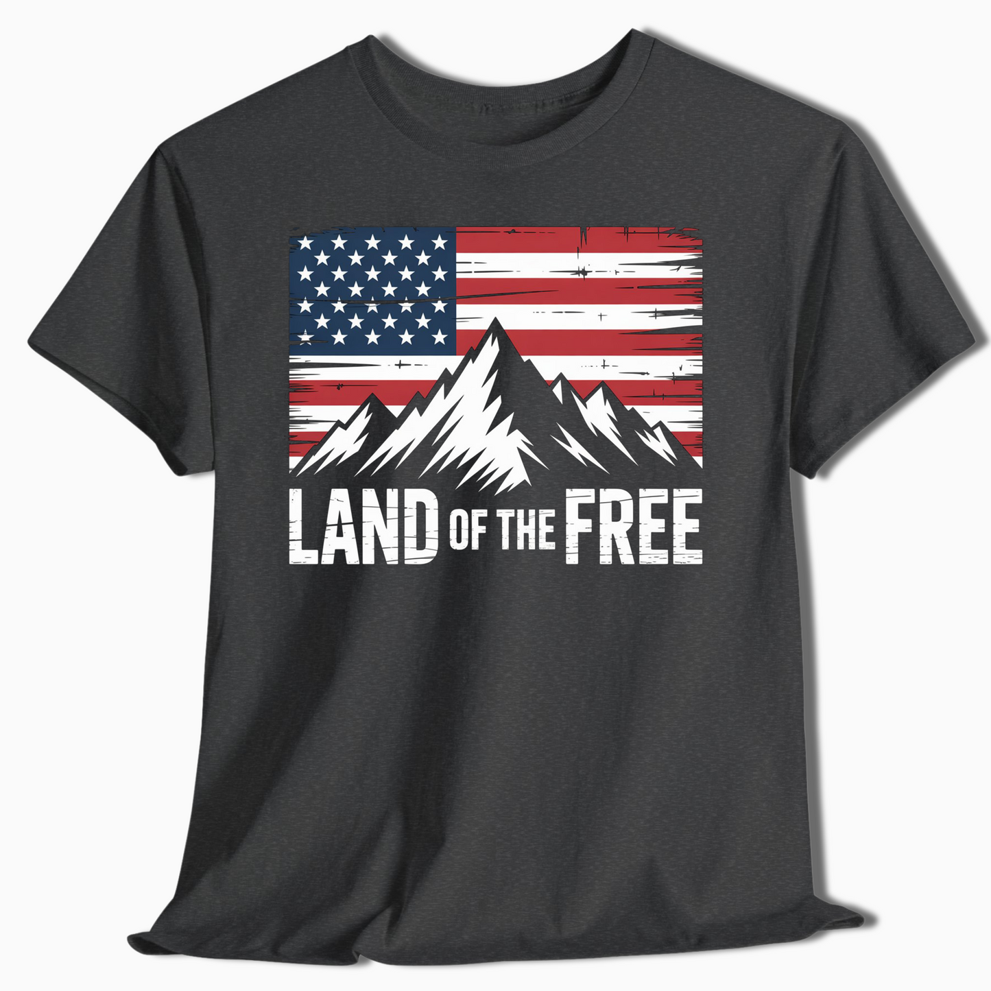 Land of the Free Mountain American Flag T-Shirt - t399a25
