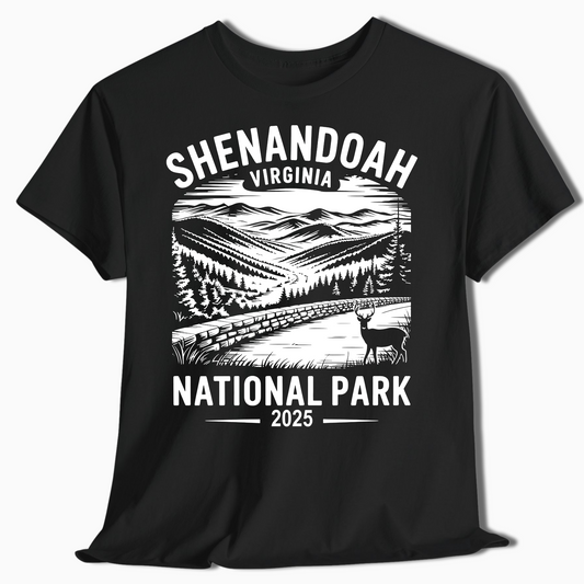 Shenandoah National Park T-Shirt with Deer - Custom 2025 Gift - t345a25