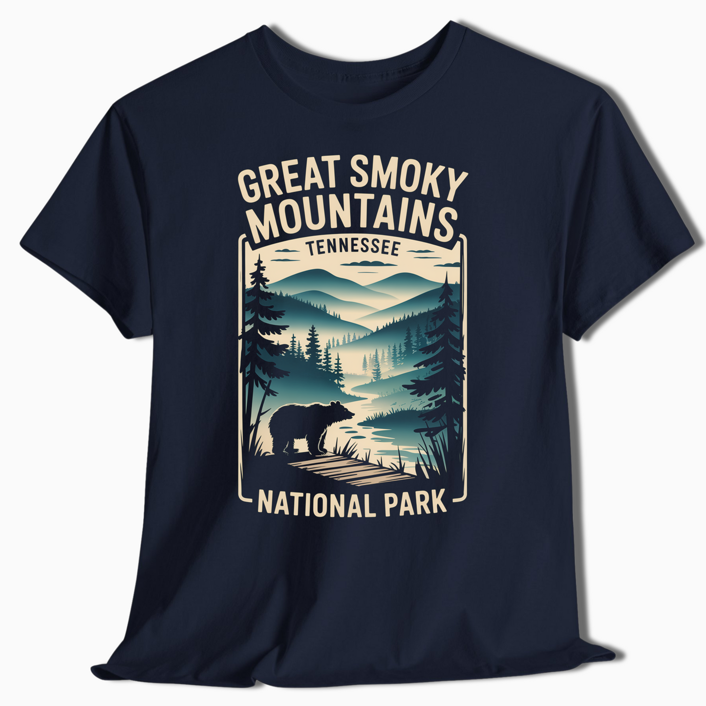 Great Smoky Mountains T-Shirt with Bear & Trail View - t378a25