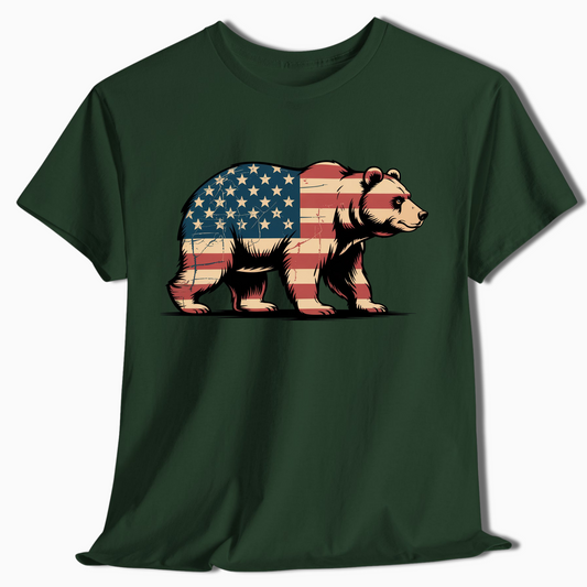 American Flag Bear Patriotic T-Shirt for Outdoor Lovers - t405a25