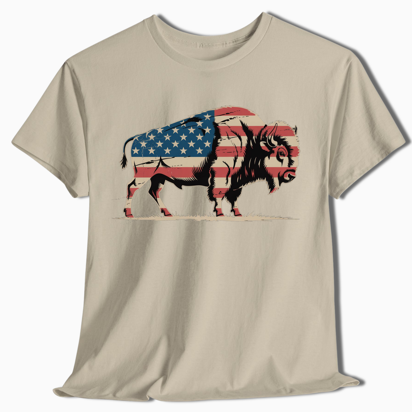 American Flag Bison Patriotic T-Shirt for Outdoor Lovers - t404a25