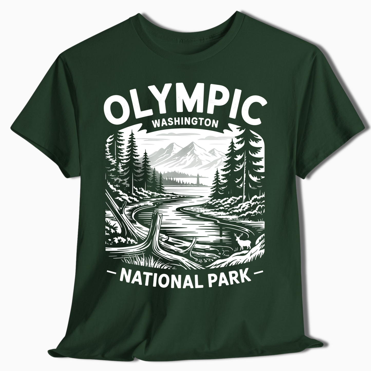 Olympic National Park T-Shirt for Hikers & Campers - Rustic Style - t372a25