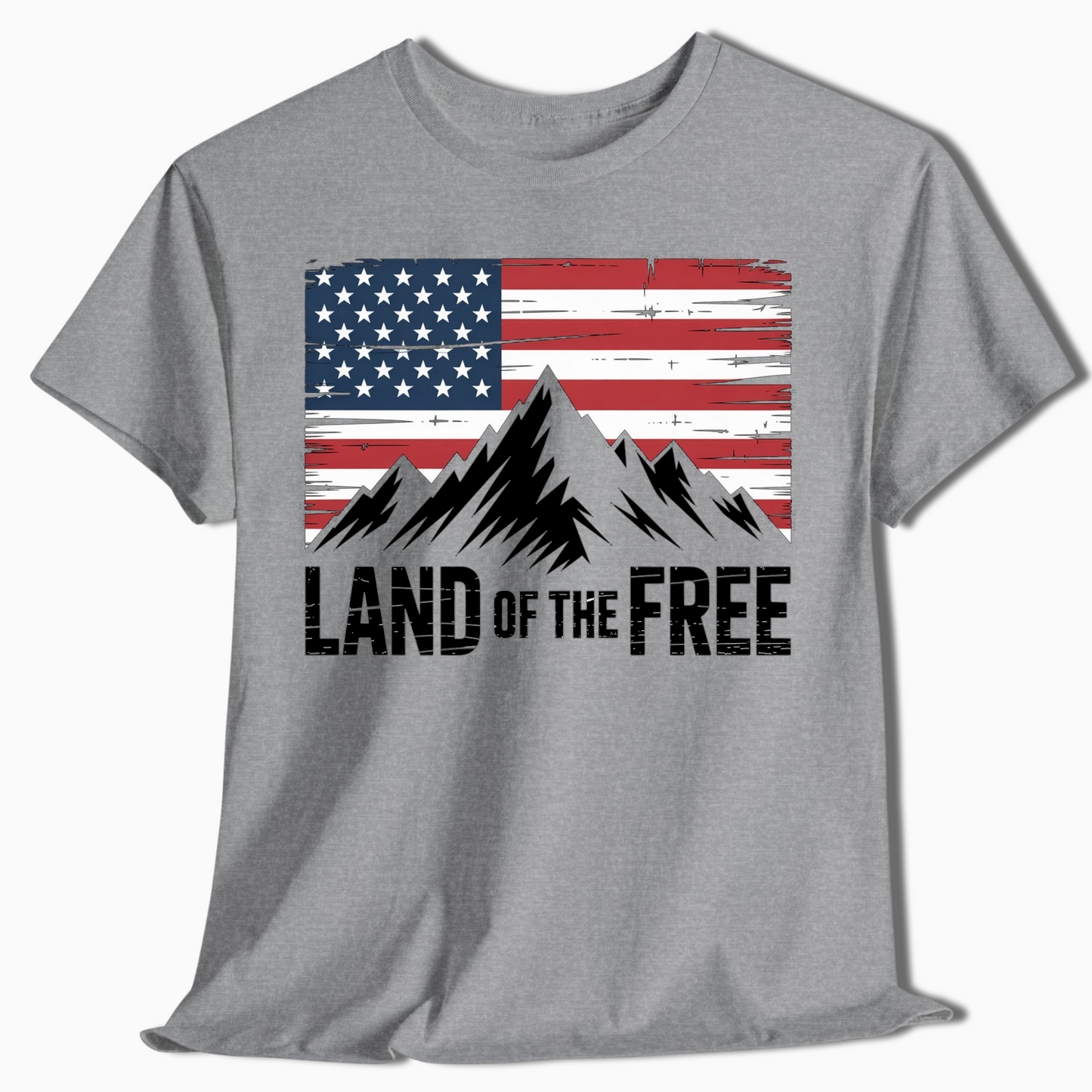 Land of the Free Mountain American Flag T-Shirt - t399a25