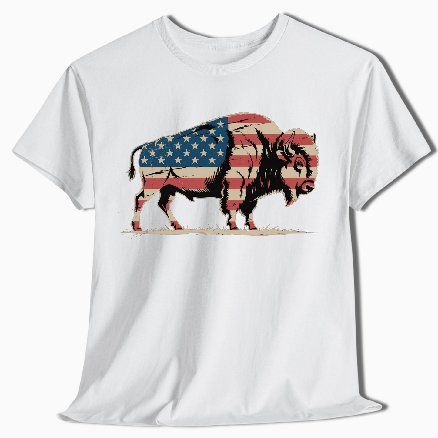 American Flag Bison Patriotic T-Shirt for Outdoor Lovers - t404a25
