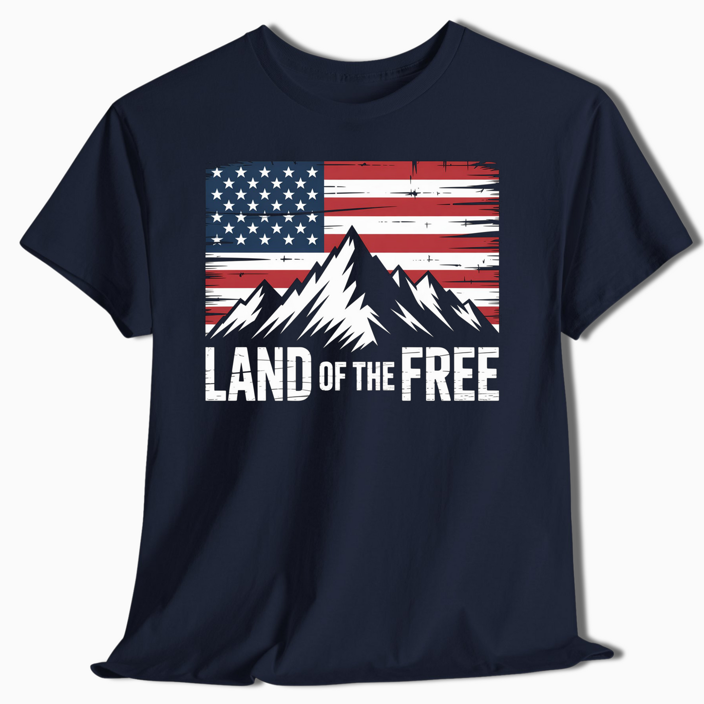 Land of the Free Mountain American Flag T-Shirt - t399a25