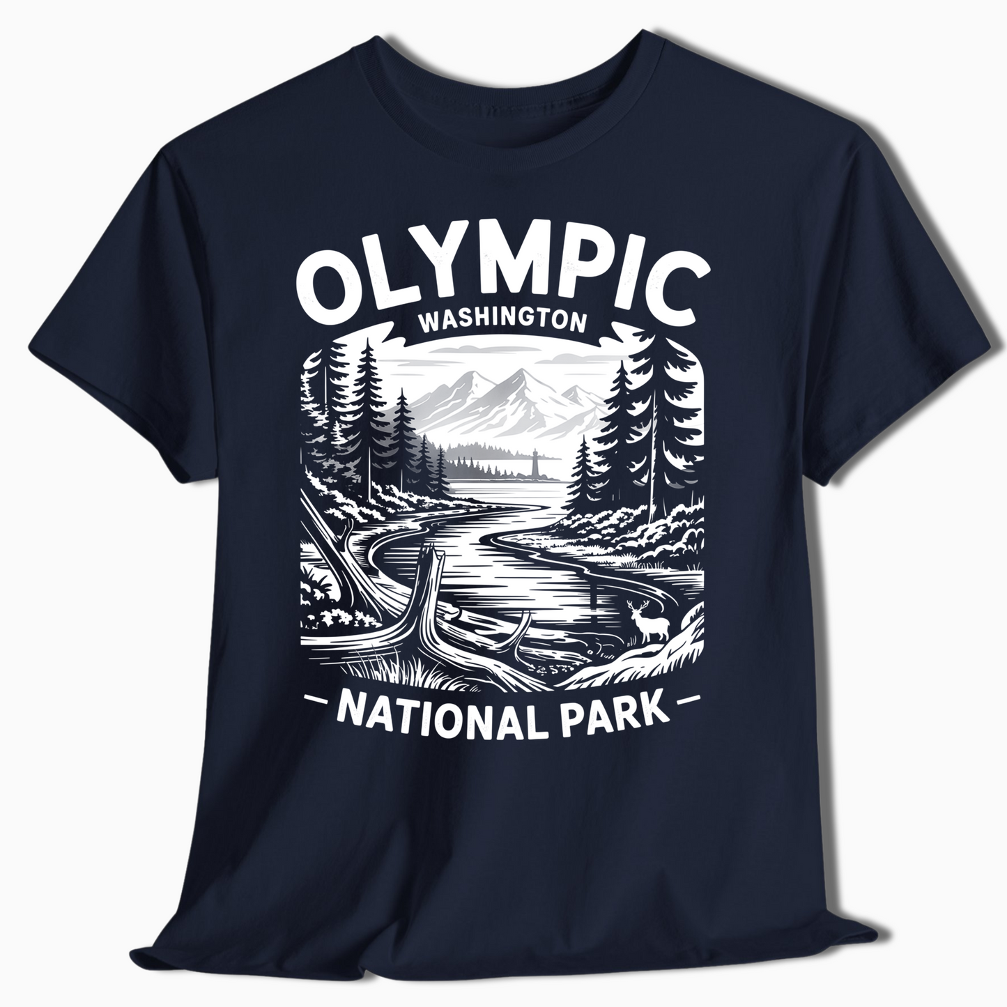 Olympic National Park T-Shirt for Hikers & Campers - Rustic Style - t372a25