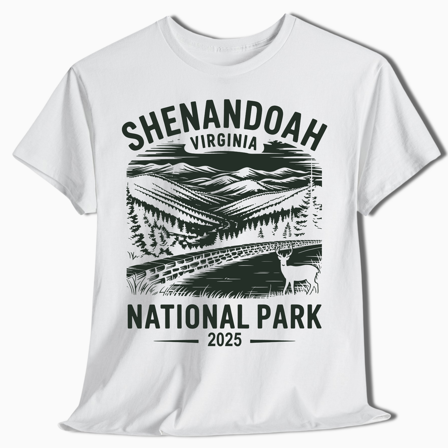 Shenandoah National Park T-Shirt with Deer - Custom 2025 Gift - t345a25