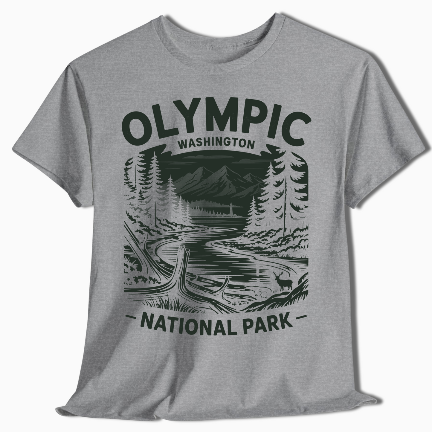 Olympic National Park T-Shirt for Hikers & Campers - Rustic Style - t372a25
