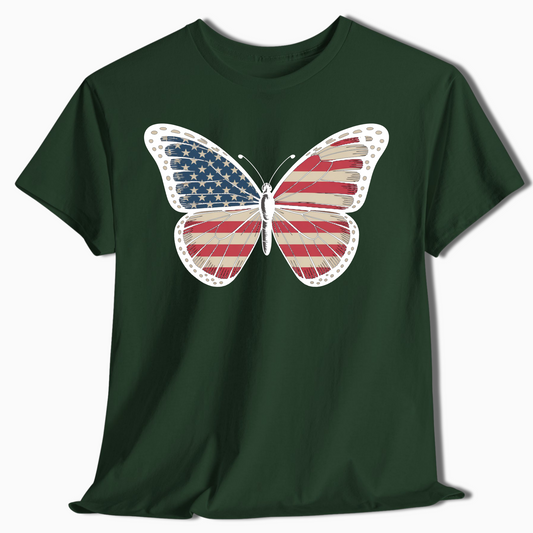 American Flag Butterfly T-Shirt for Patriots - t398a25