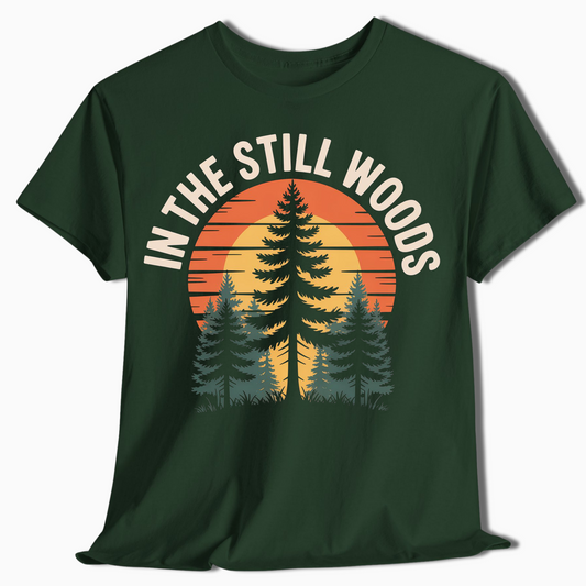 In the Still Woods Sunset Forest Shirt - Peaceful Outdoor Tee - t461a25