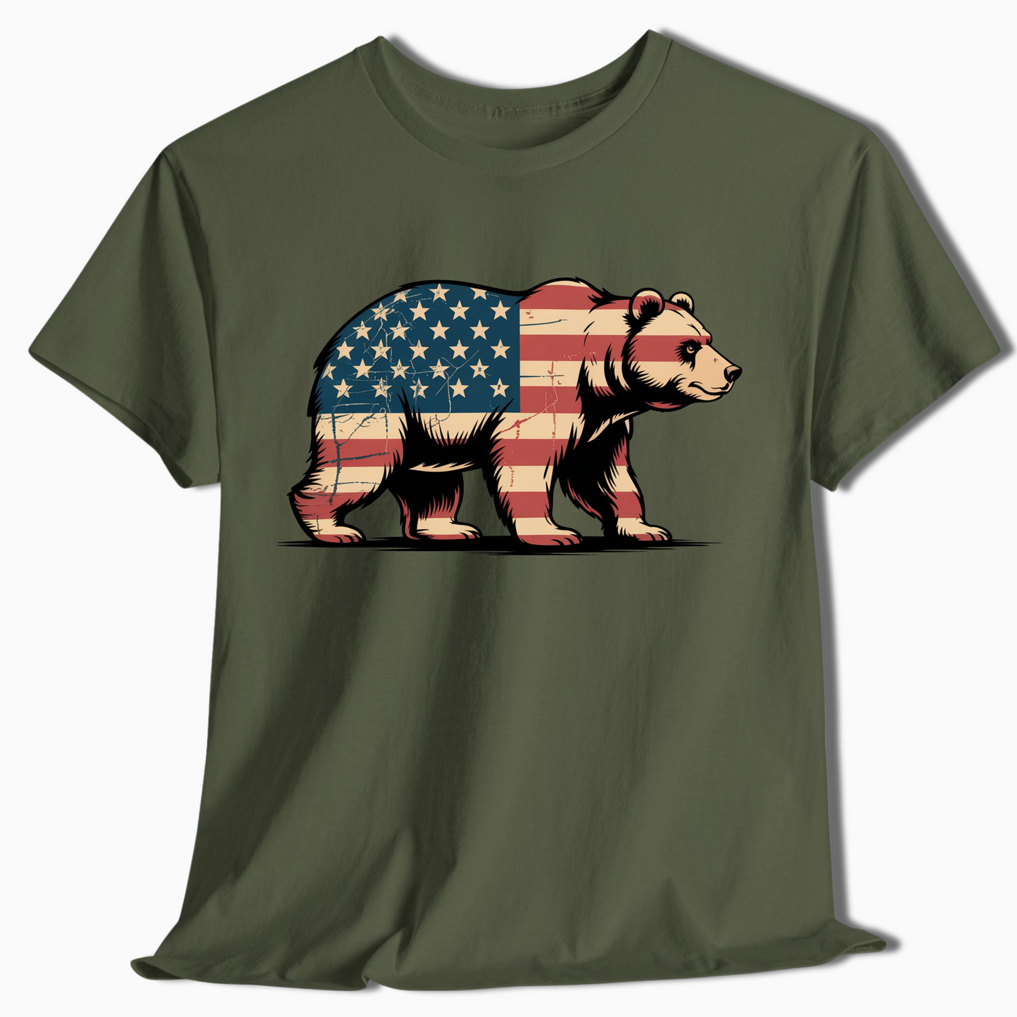 American Flag Bear Patriotic T-Shirt for Outdoor Lovers - t405a25