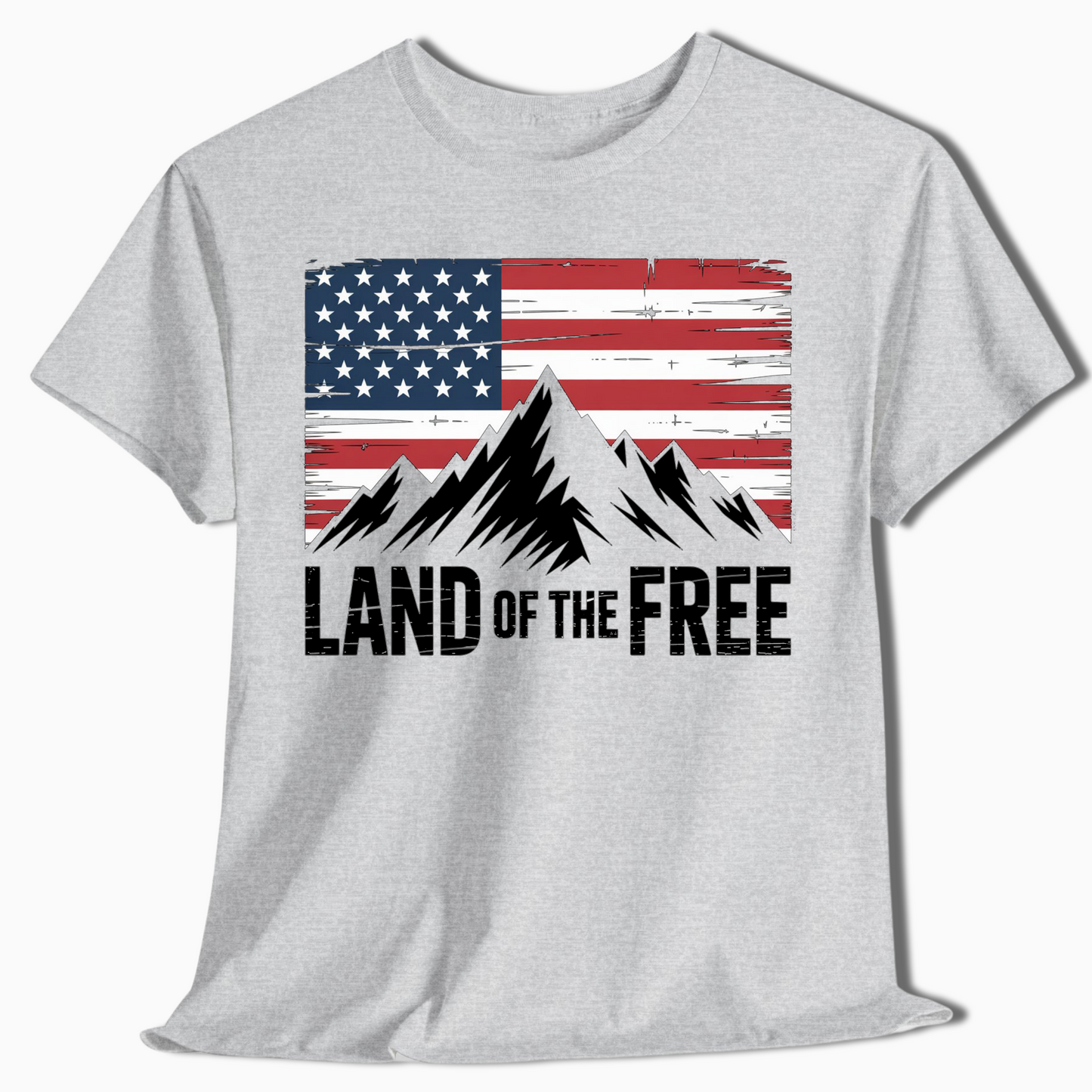 Land of the Free Mountain American Flag T-Shirt - t399a25