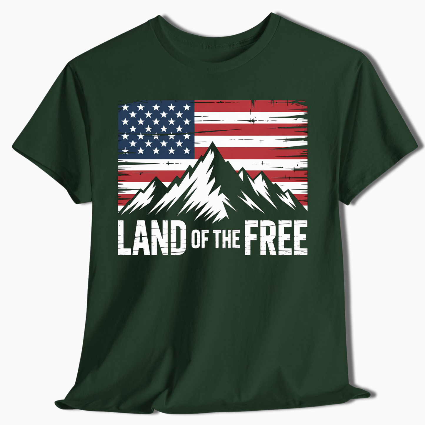 Land of the Free Mountain American Flag T-Shirt - t399a25