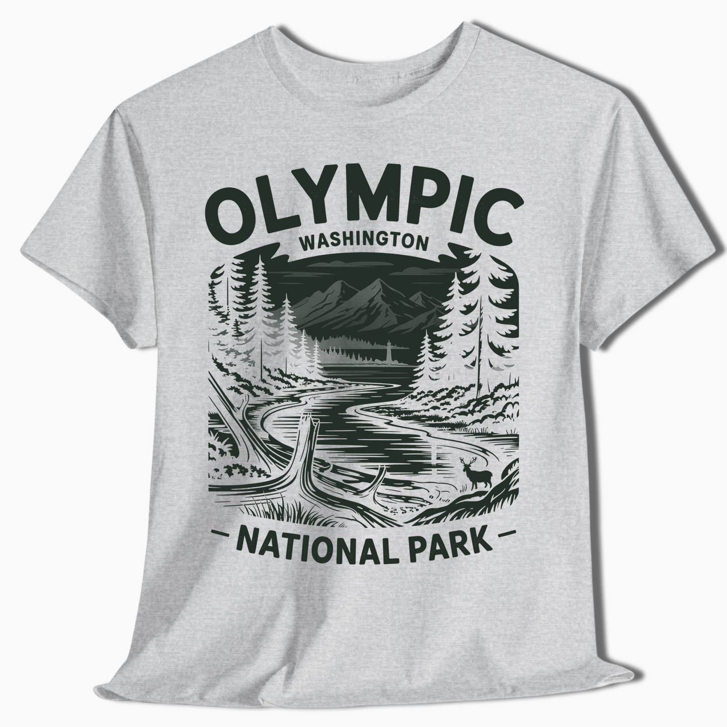 Olympic National Park T-Shirt for Hikers & Campers - Rustic Style - t372a25