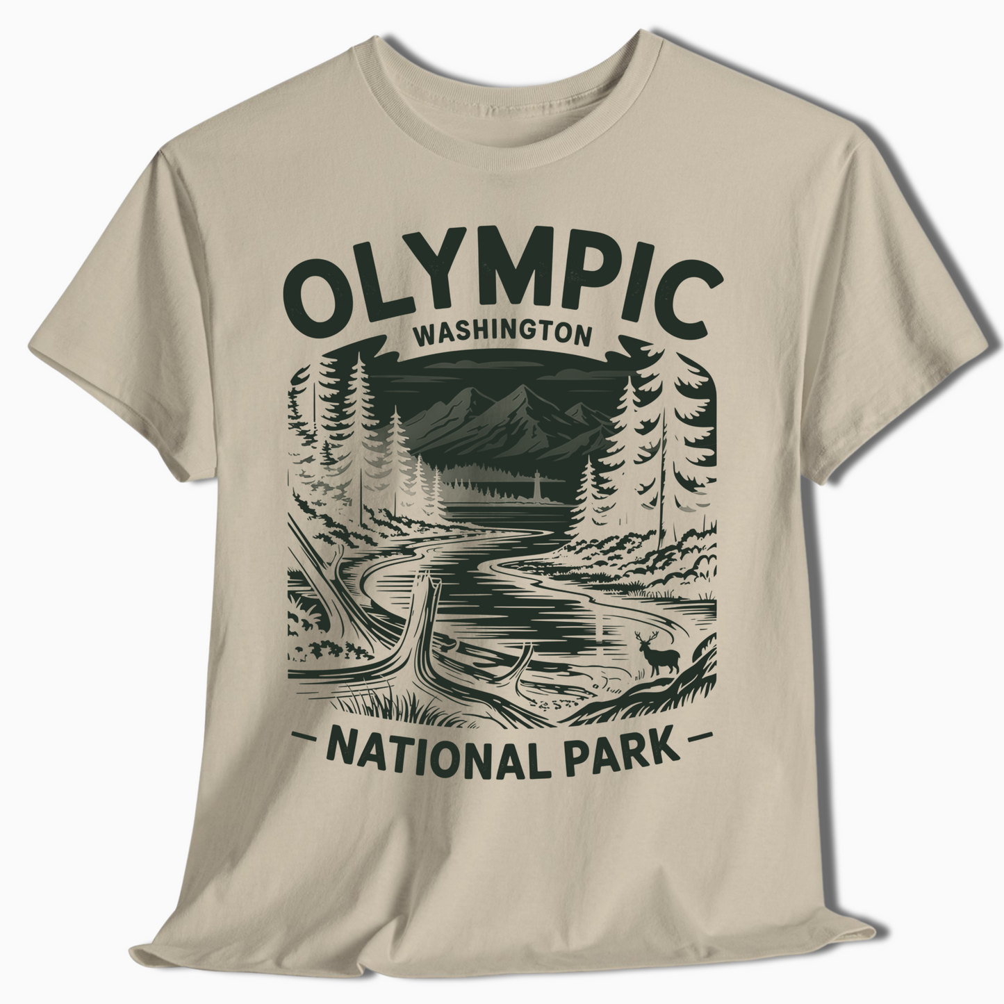 Olympic National Park T-Shirt for Hikers & Campers - Rustic Style - t372a25