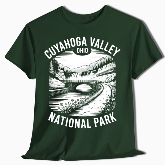 Cuyahoga Valley Train Over Bridge Tee - Scenic Ohio Park Shirt - t362a25