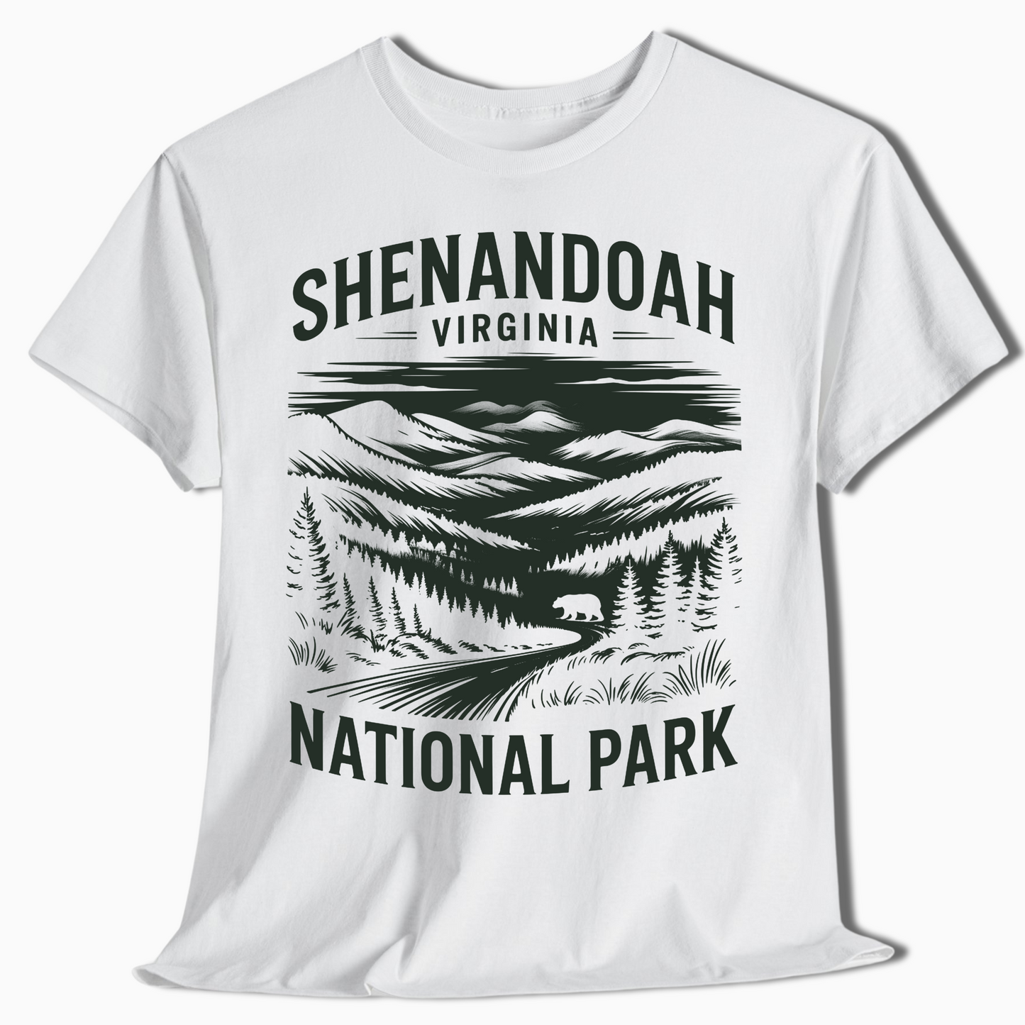 Shenandoah National Park T-Shirt with Bear - Hiking Gift - t346a25