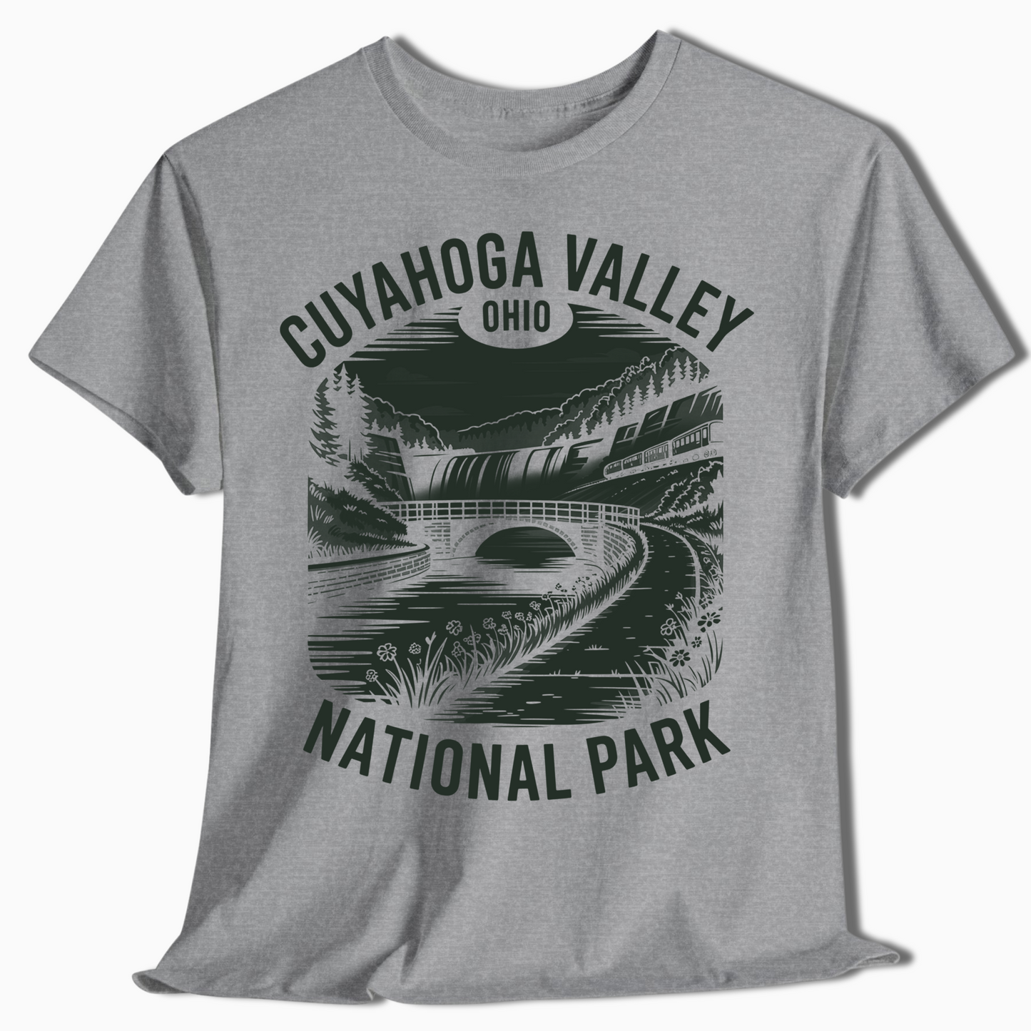 Cuyahoga Valley Train Over Bridge Tee - Scenic Ohio Park Shirt - t362a25