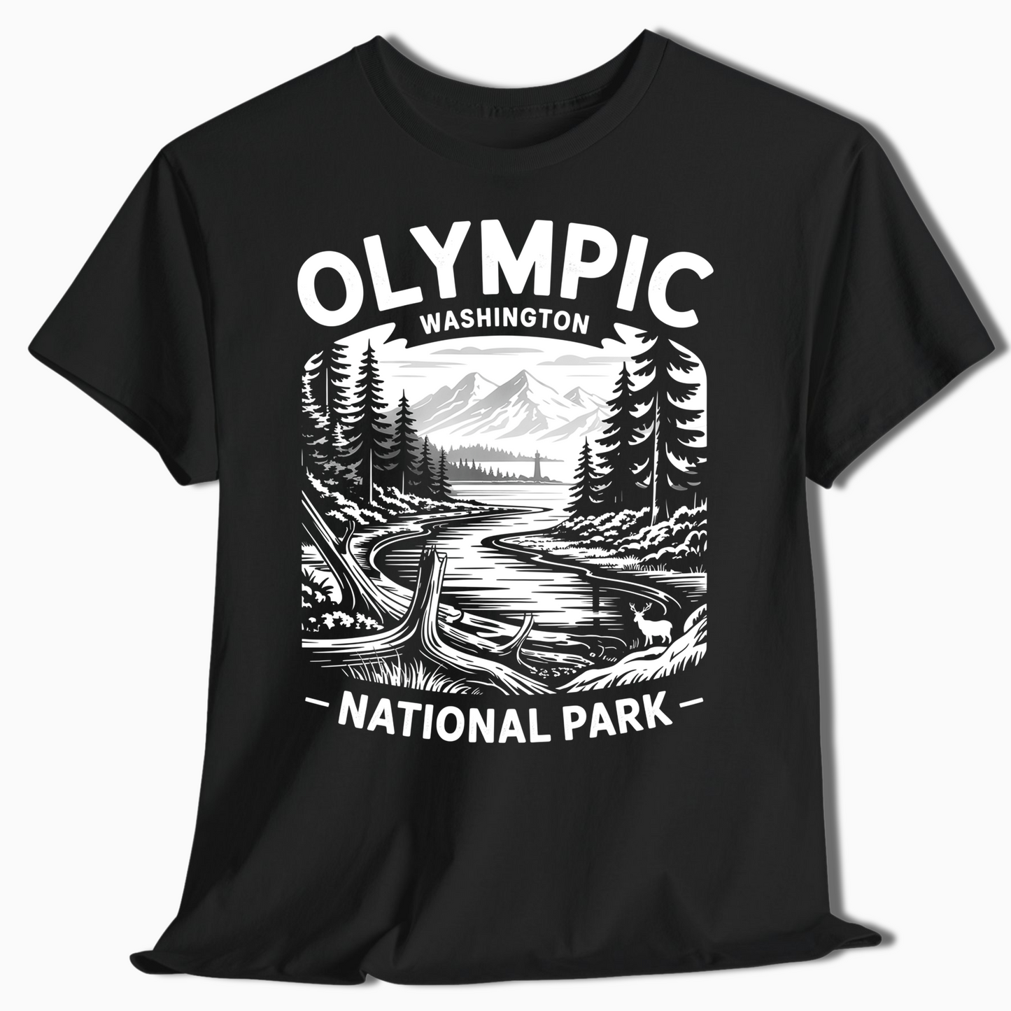 Olympic National Park T-Shirt for Hikers & Campers - Rustic Style - t372a25
