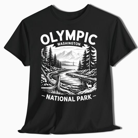 Olympic National Park T-Shirt for Hikers & Campers - Rustic Style - t372a25