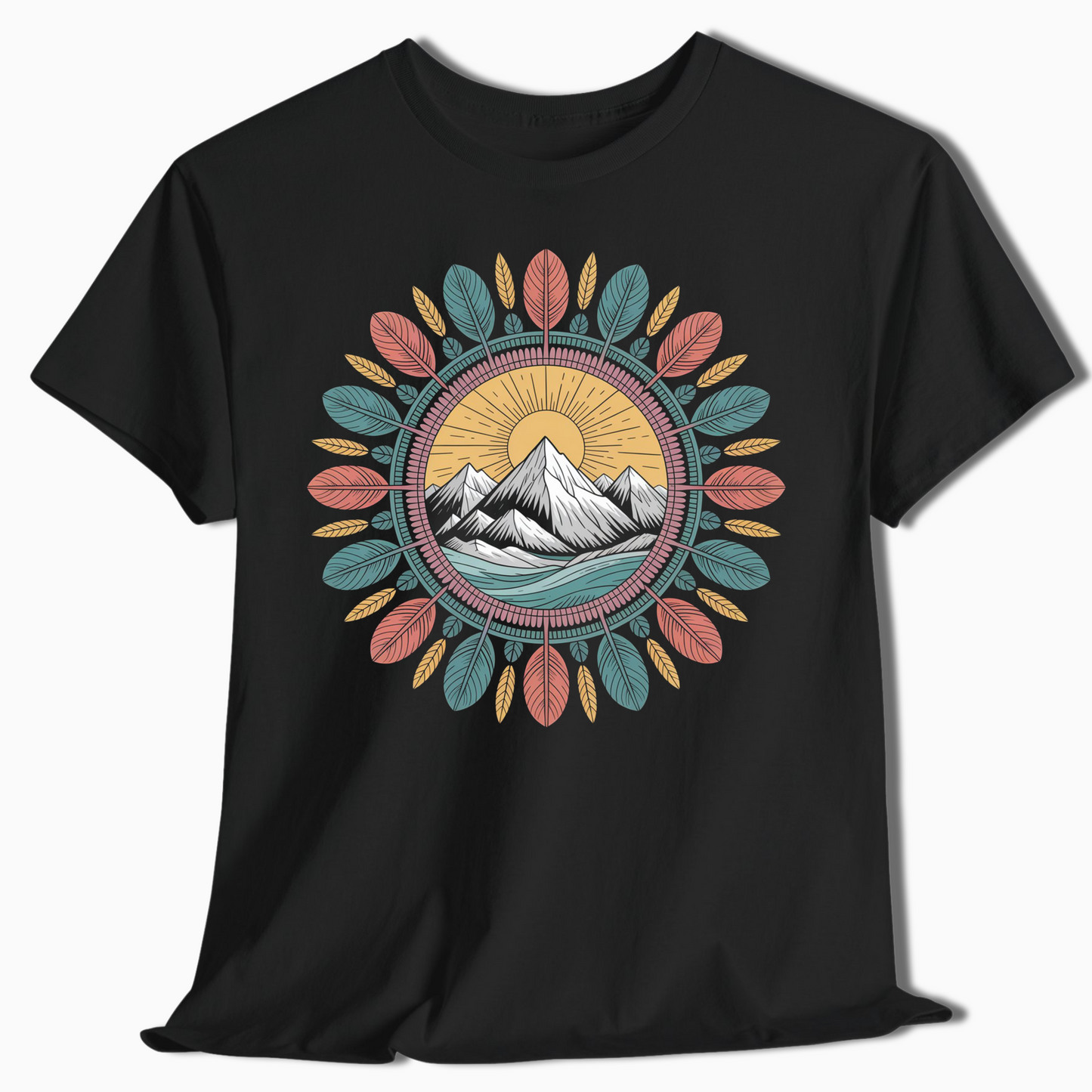 Boho Mountain Mandala Nature T-Shirt - t409a25