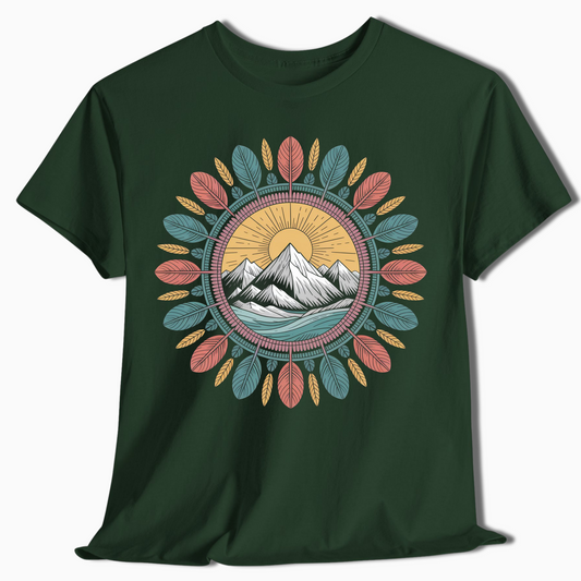 Boho Mountain Mandala Nature T-Shirt - t409a25