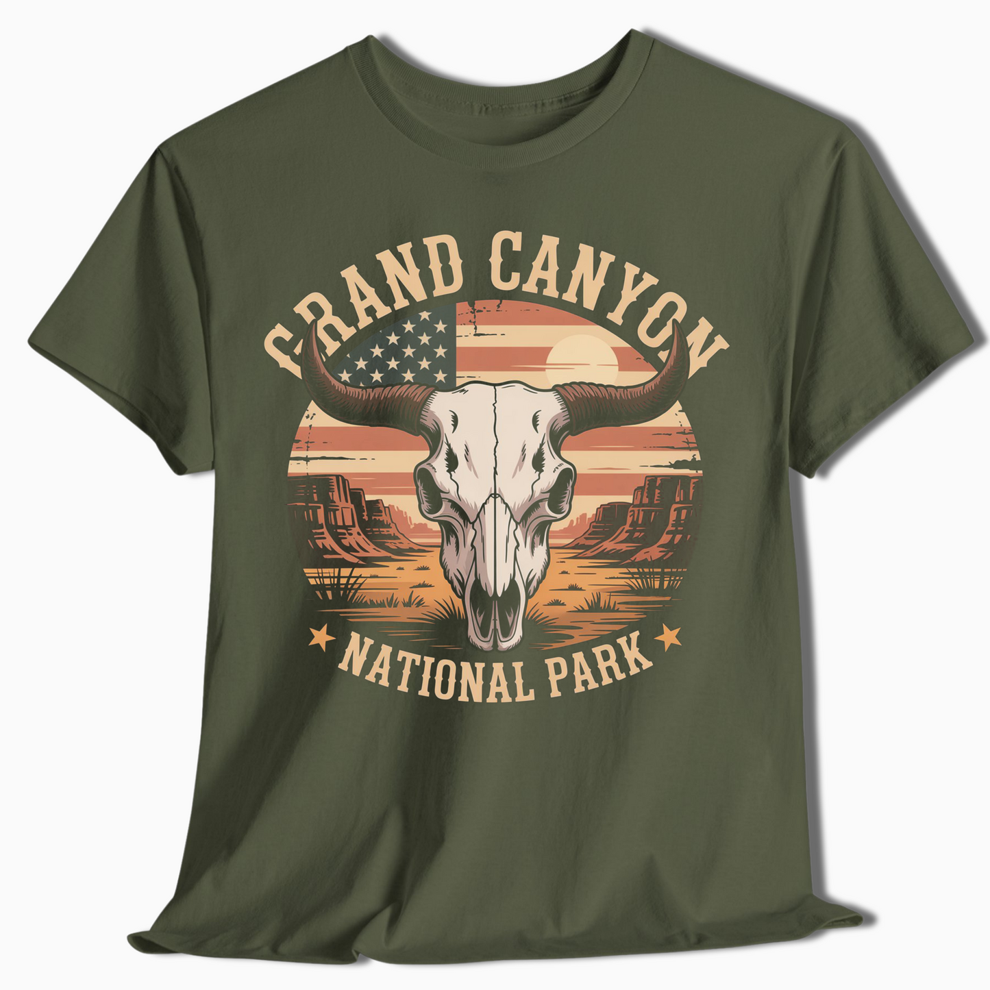 Grand Canyon Skull Patriotic National Park T-Shirt - t401a25
