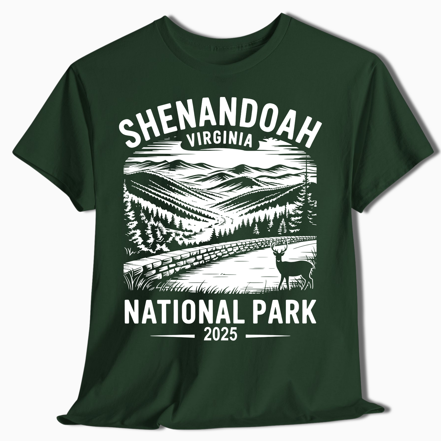 Shenandoah National Park T-Shirt with Deer - Custom 2025 Gift - t345a25