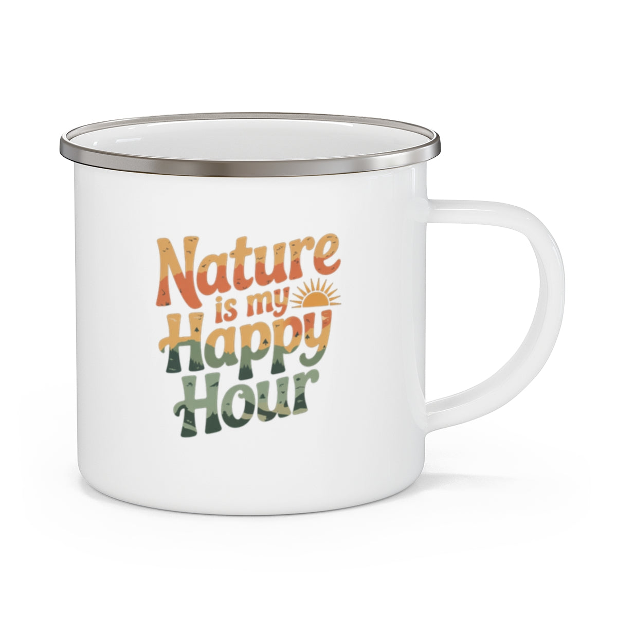 Nature is My Happy Hour Mug - Retro Camping Gift - t165a25