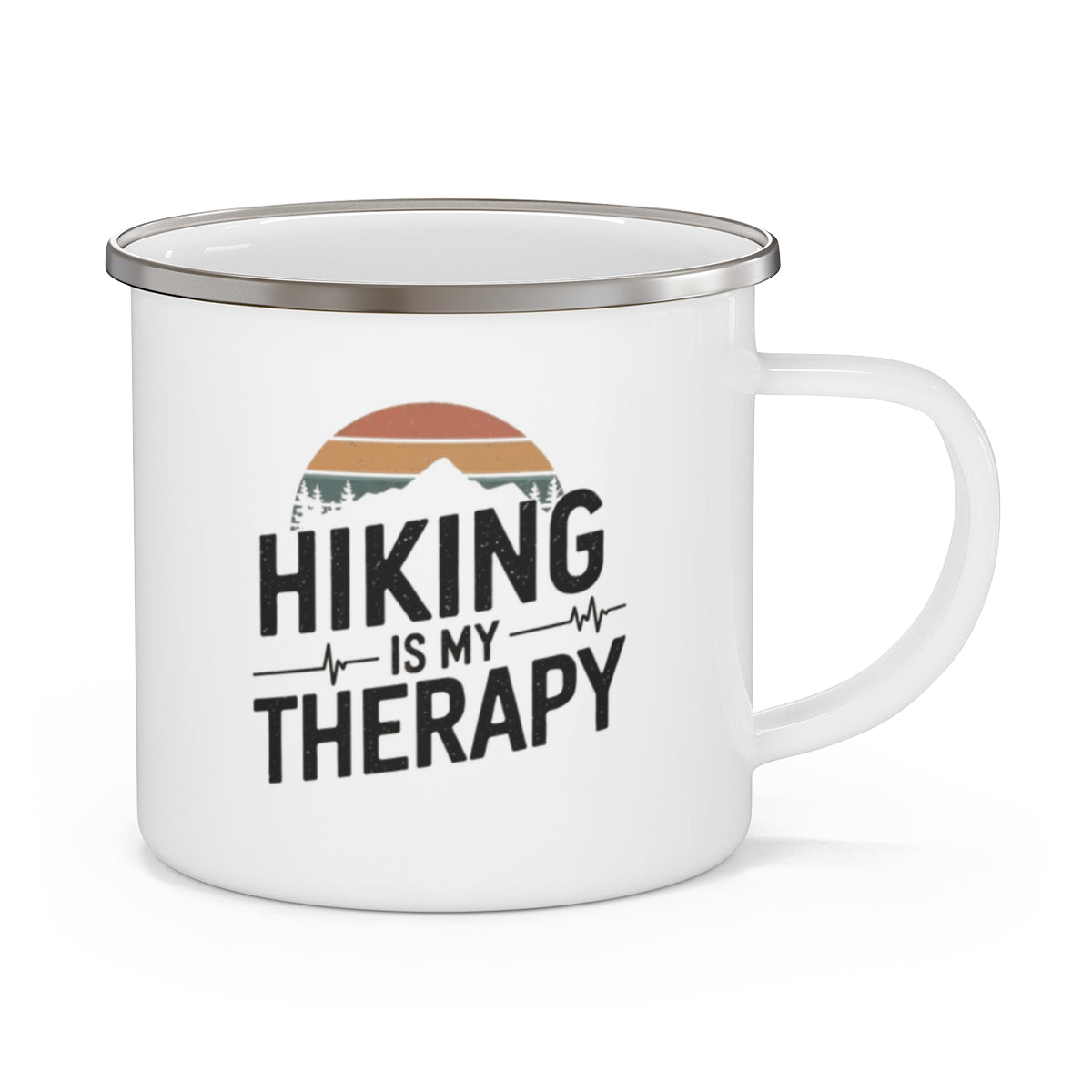 Hiking Is My Therapy Enamel Camping Mug for Outdoorsy Folks - t52a25