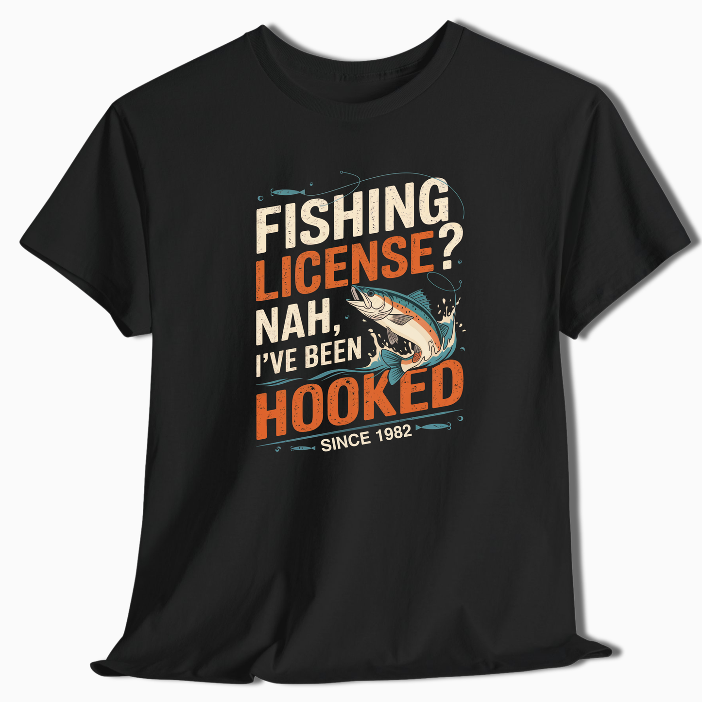 Custom Birth Year Fishing T-Shirt - Hooked Since - t103a25