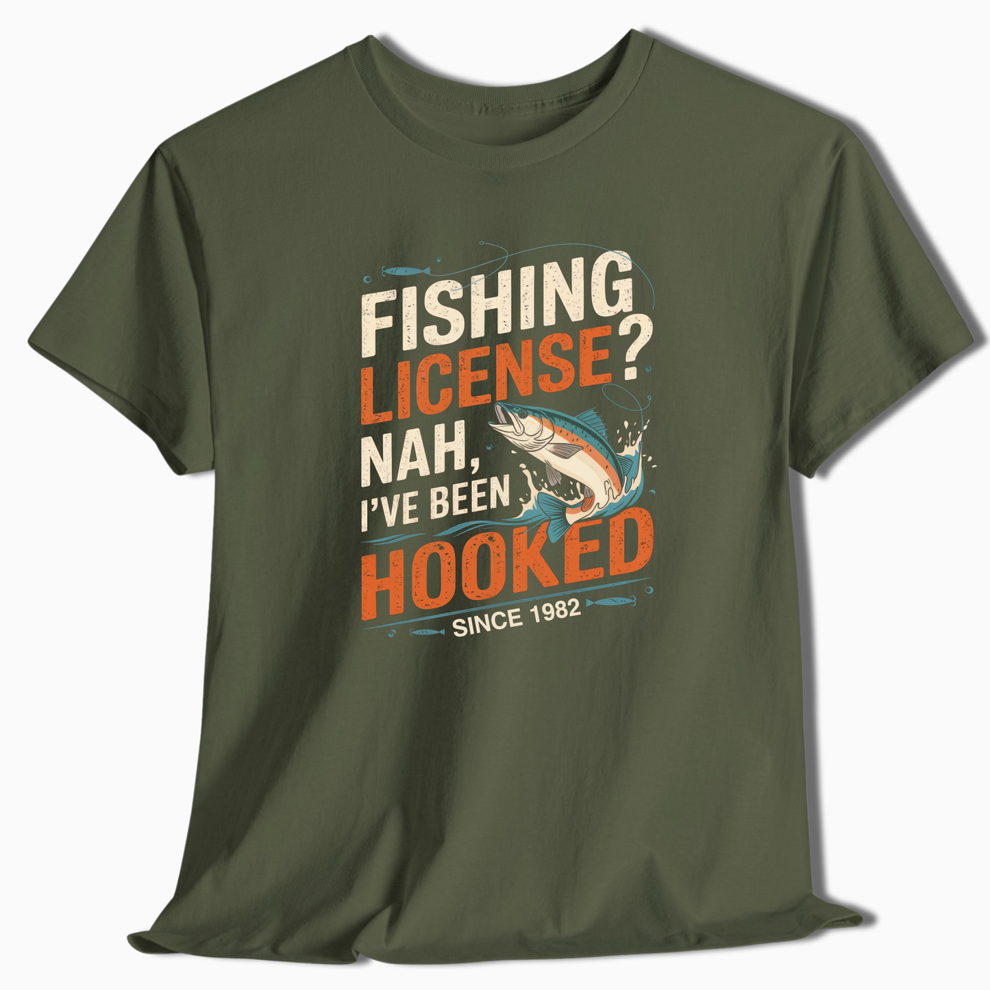 Custom Birth Year Fishing T-Shirt - Hooked Since - t103a25