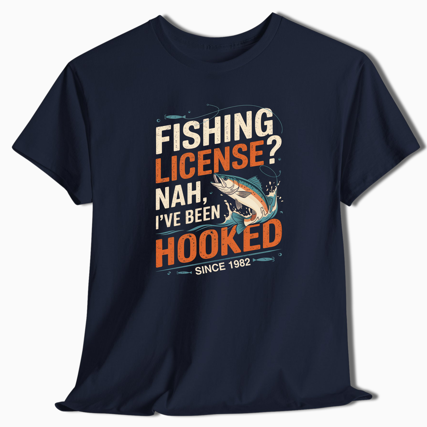 Custom Birth Year Fishing T-Shirt - Hooked Since - t103a25